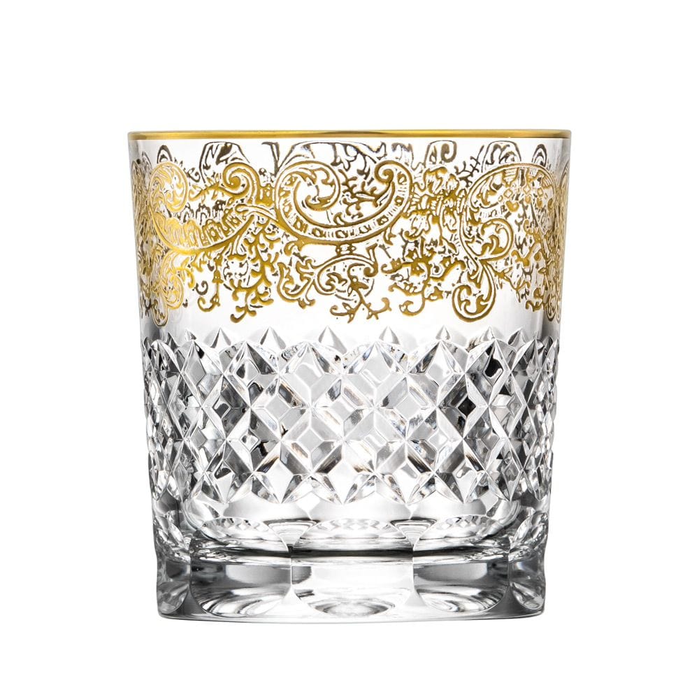 In this photo Arabeske Whisky Tumbler with 24 carat gold rim - 320ml - Arnstadt Kristall Mood4whisky