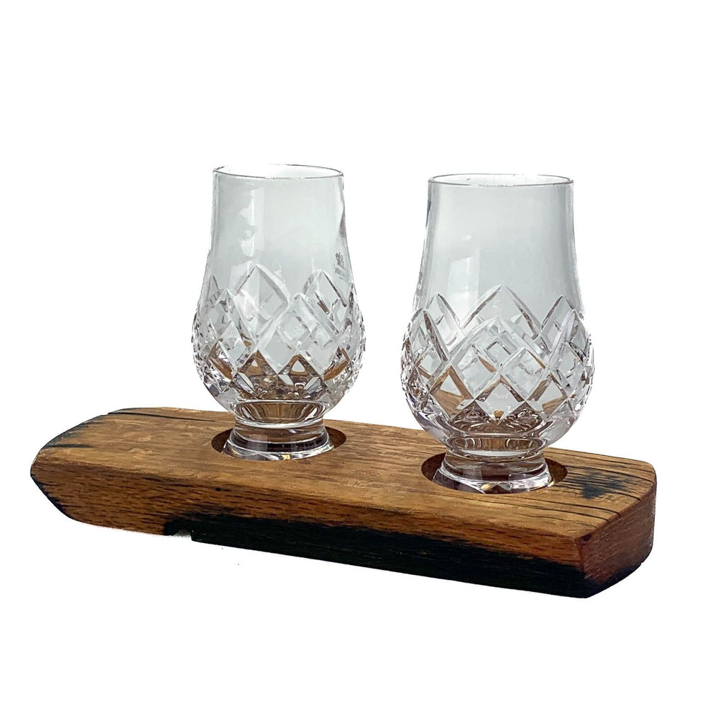 In this photo Darach glass holder with 2 Glencairn Cut glasses Mood4Whisky