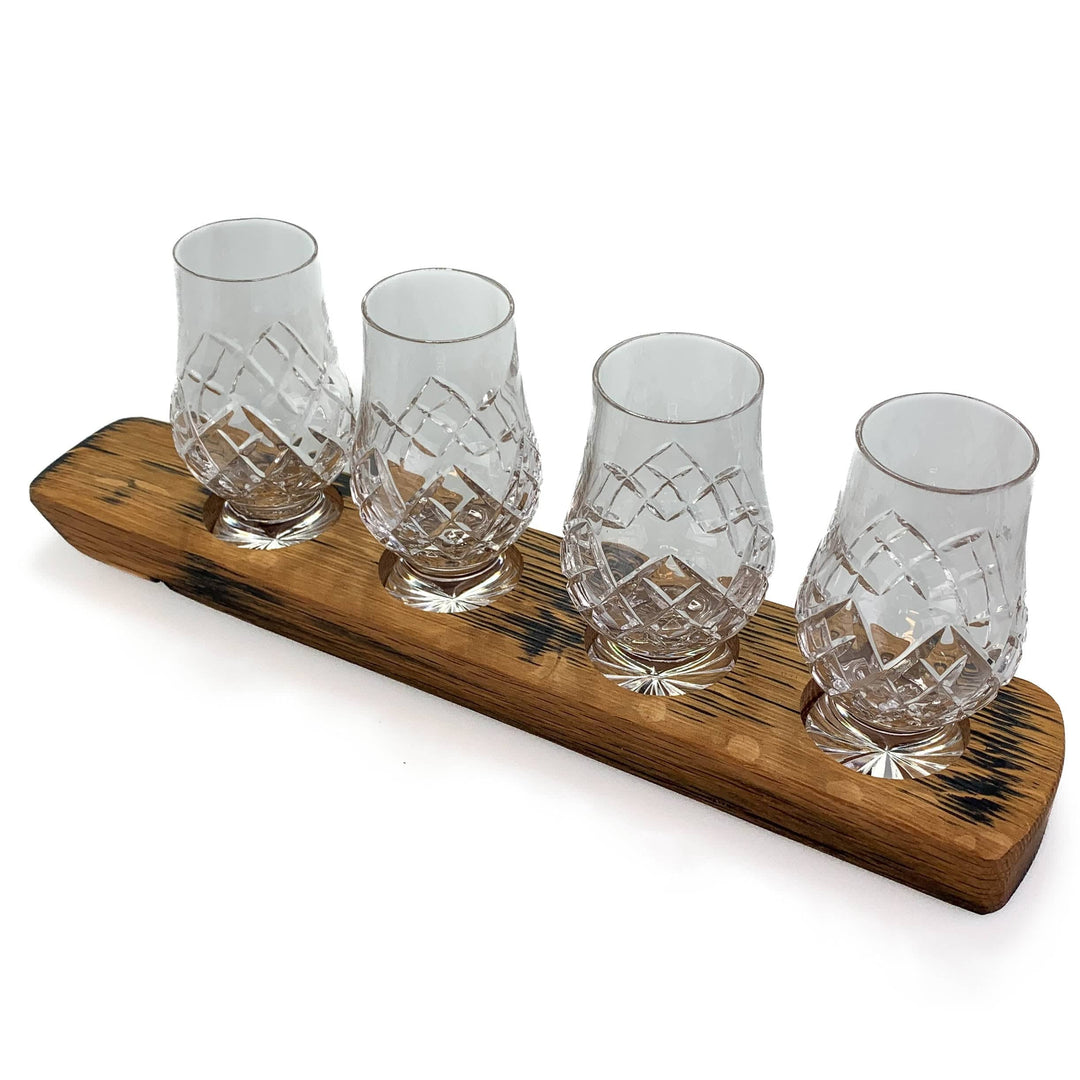 In this photo Darach glass holder with 4 Glencairn Cut glasses Mood4Whisky