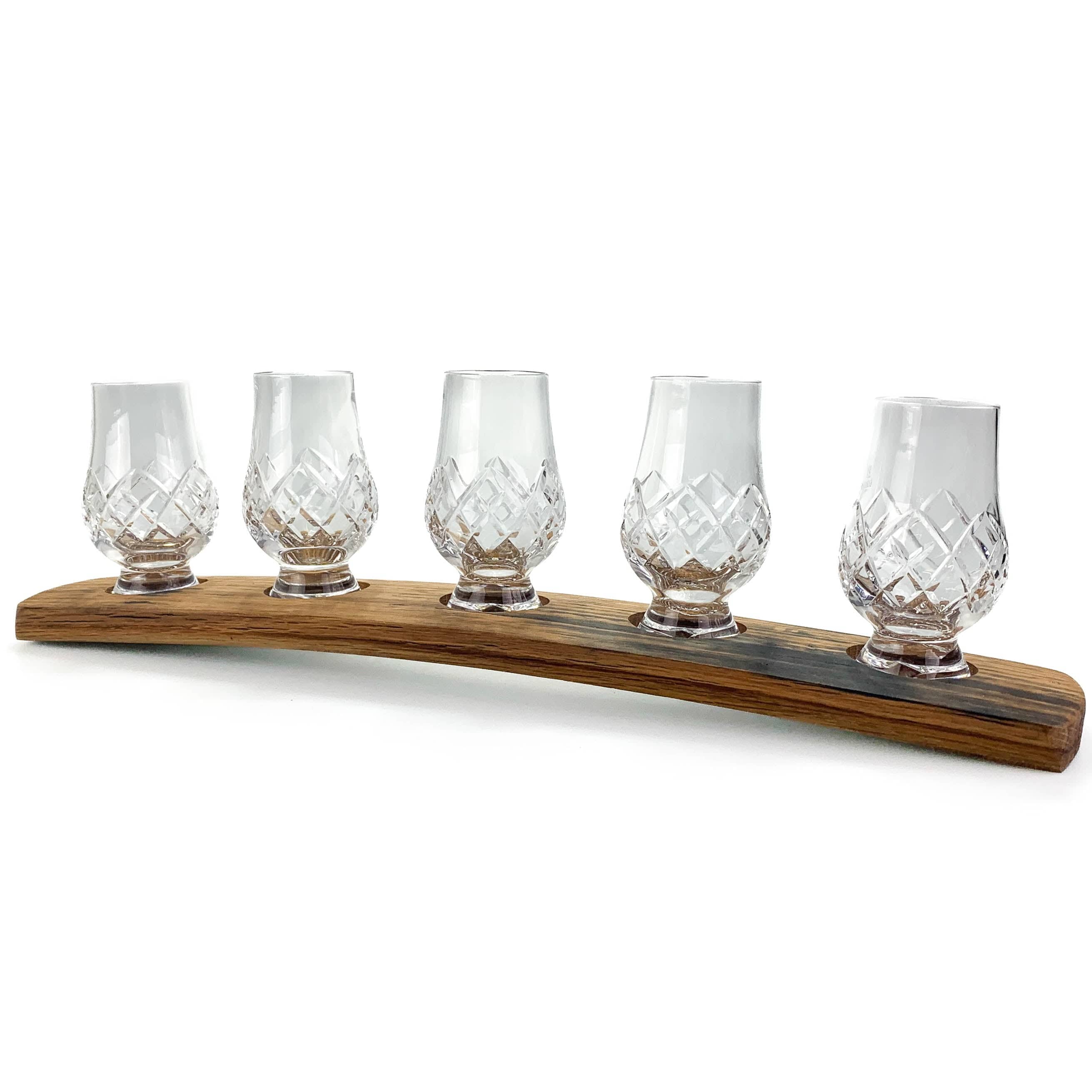In this photo Darach glass holder with 5 Glencairn Cut glasses Mood4Whisky