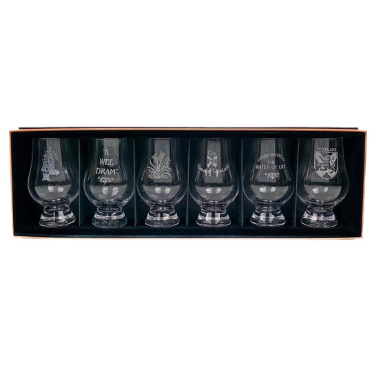 In this photo Glencairn Glass – Scottish Gift Set of 6 Mood4Whisky