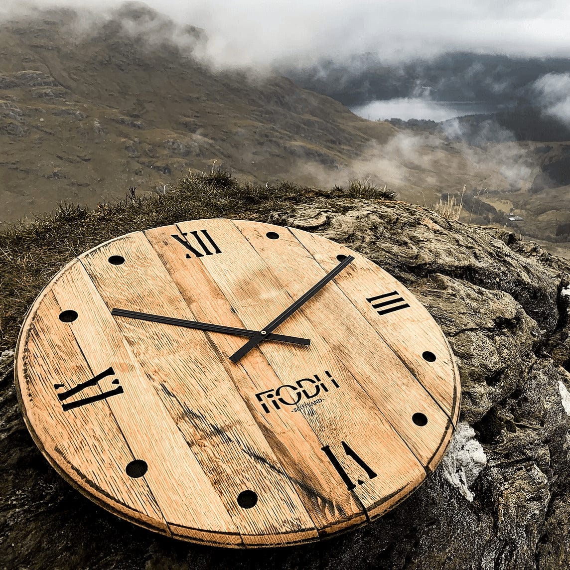 In this photo Large Vintage Clock from old whisky barrels Mood4Whisky