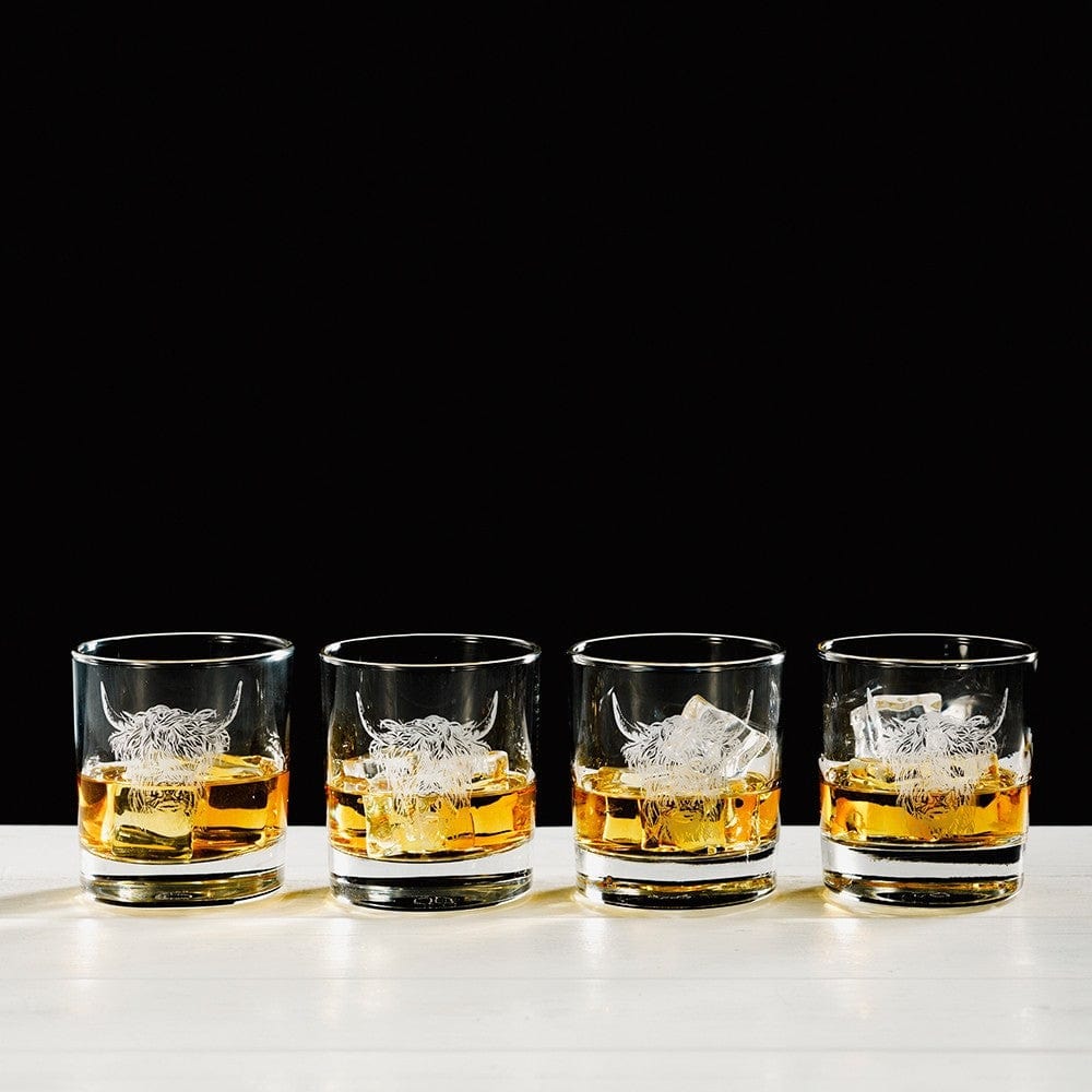 In this photo Whisky Tumblers 4x Highland Cow Mood4Whisky