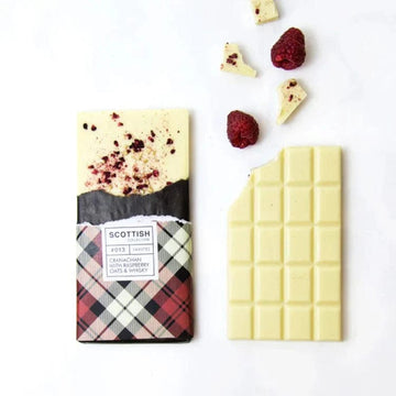Cranachan White Chocolate with Raspberries, Whisky & Oats - 100 gram - Handmade in Scotland